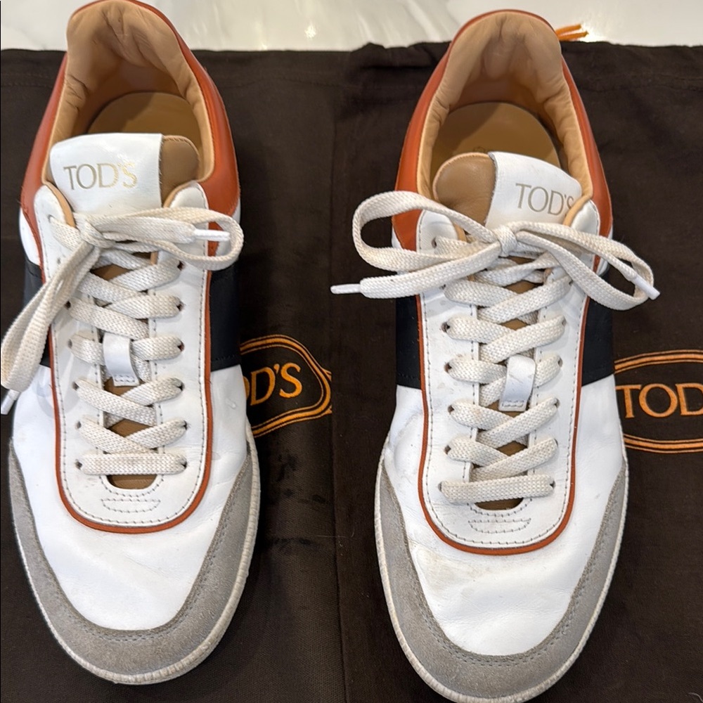 TOD'S Women’s White and Brown Sneakers Size 40